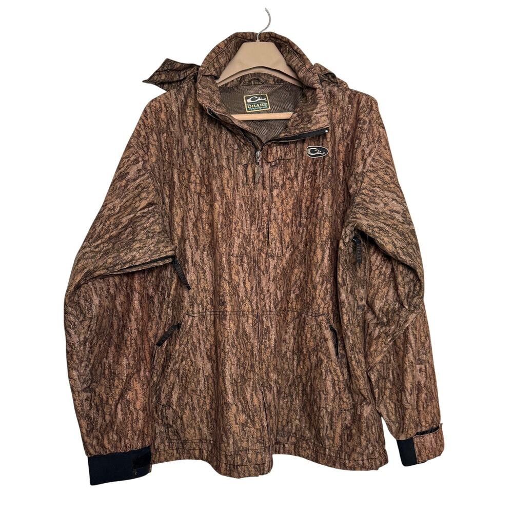 Drake Waterfowl Jacket Hunting XL Men's Mossy Oak Bottomland Hood Full Zip Coat